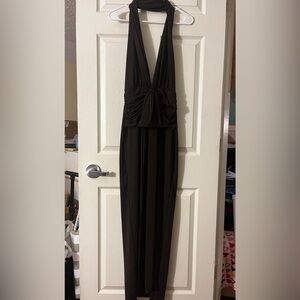 SHEIN Bae Deep V Coffee/brown Maxi Dress